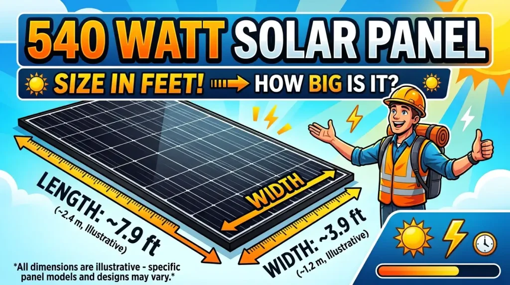 540 watt solar panel size in feet