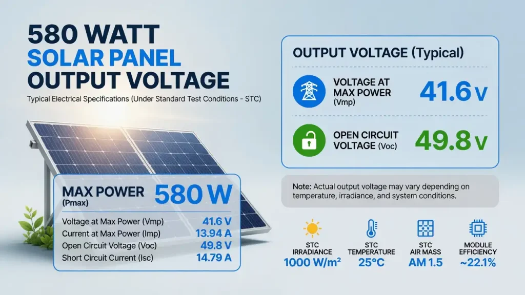 580 Watt Solar Panel Output Voltage
