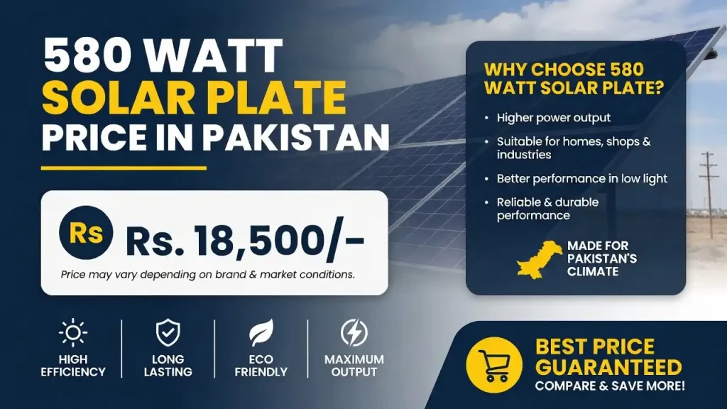 580 Watt Solar Plate Price in Pakistan