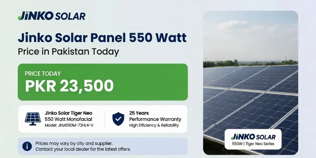 Jinko Solar panel 550 watt price in Pakistan today