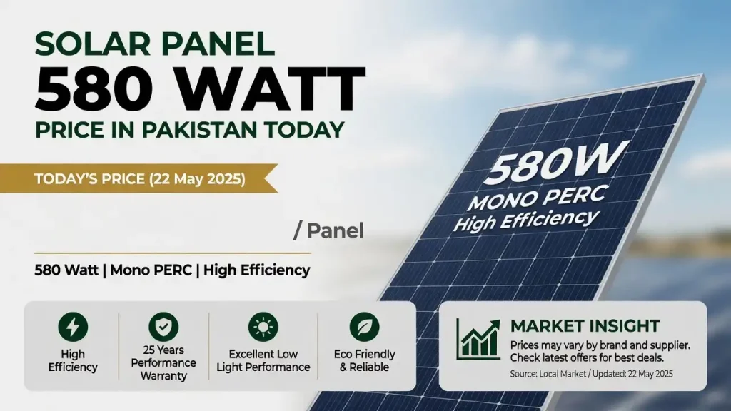 Solar Panel 580 Watt Price in Pakistan Today