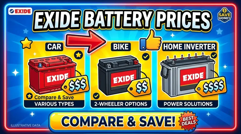 exide battery price list