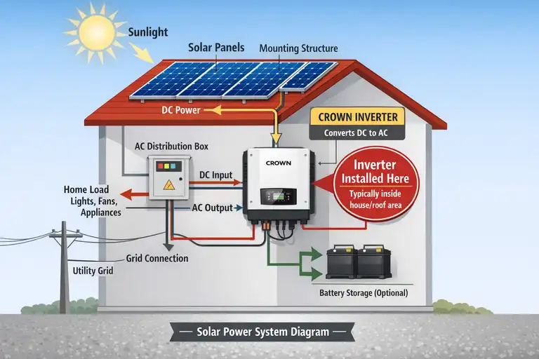 Crown inverter installation on rooftop Pakistan